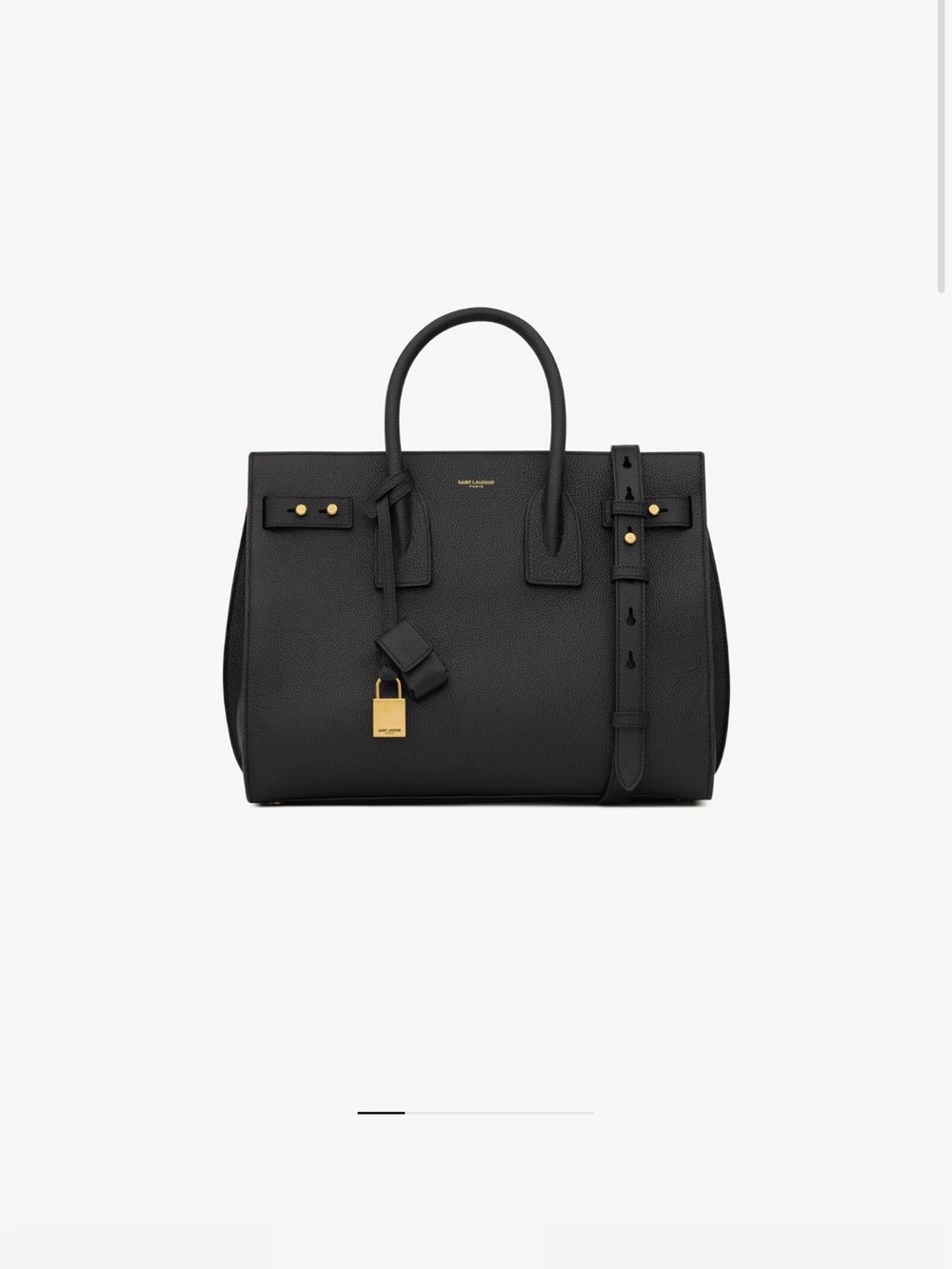 Saint Laurent Black Leather Top-Handle Satchel with Gold Hardware